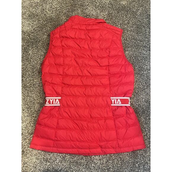 Zyia Active Alpine Vest Red Down Puffer Vest Quilted Logo Waist Women's Sz Large - Picture 2 of 5
